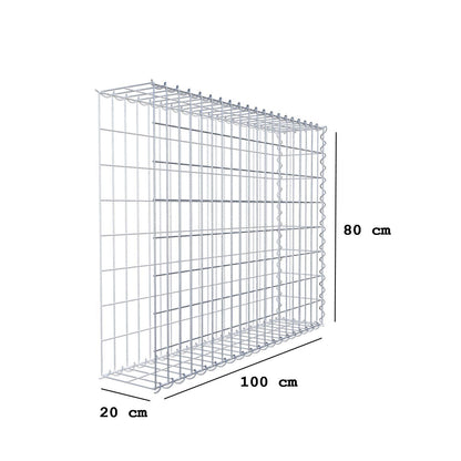 Grown-on gabion type 2 100 cm x 80 cm x 20 cm (L x H x D), mesh size 5 cm x 10 cm, spiral