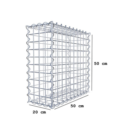 Schanskorf 50 cm x 50 cm x 20 cm (L x H x D), maaswijdte 5 cm x 5 cm, spiraalvormig