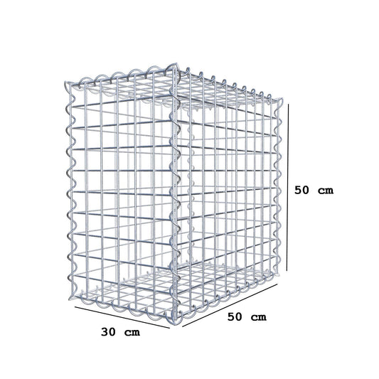 Gabion 50 cm x 50 cm x 30 cm (L x H x D), mesh size 5 cm x 5 cm, spiral