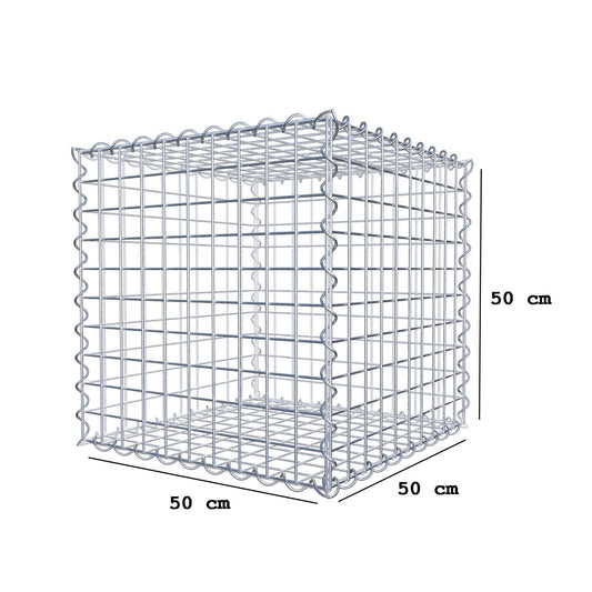 Gabion 50 cm x 50 cm x 50 cm (L x H x D), mesh size 5 cm x 5 cm, spiral