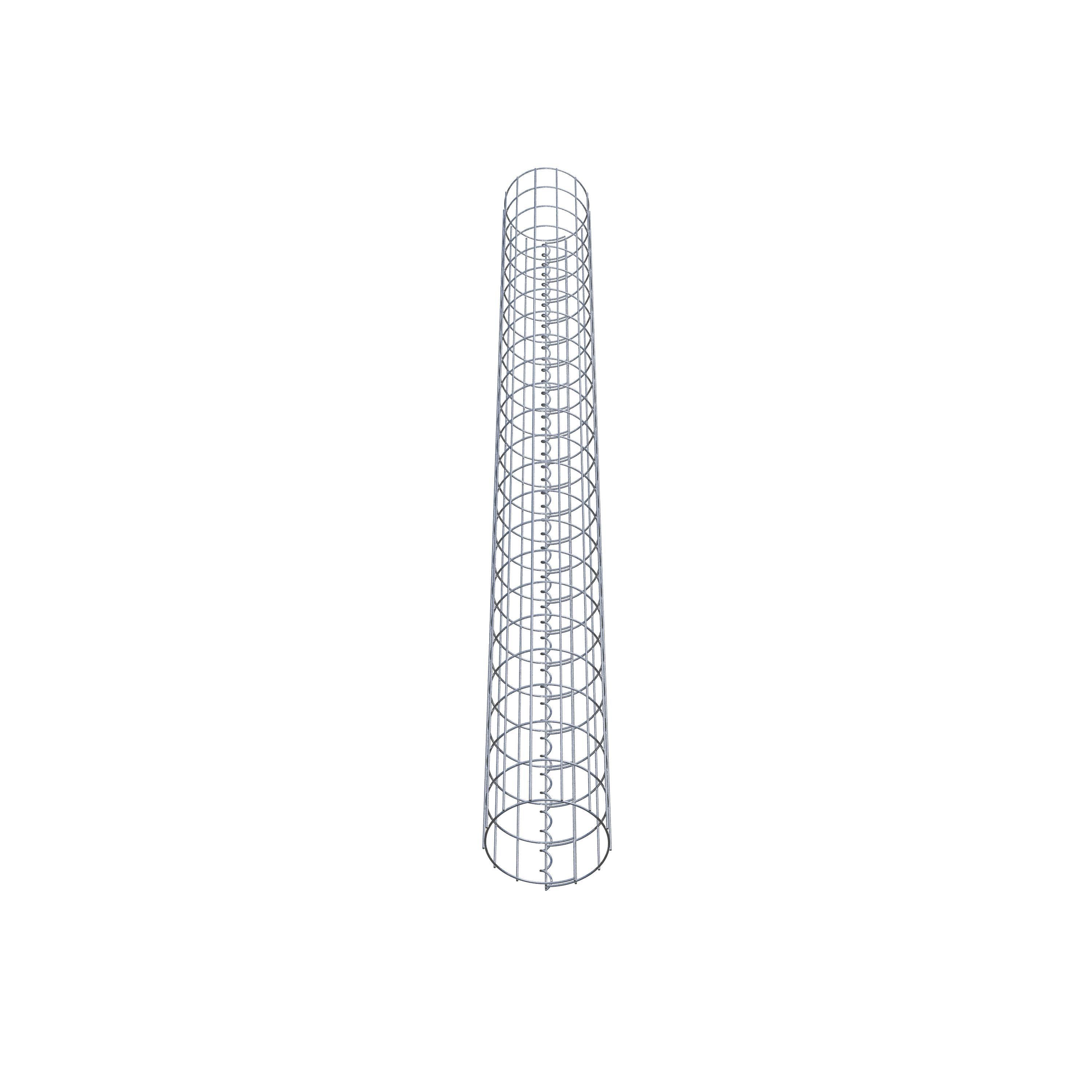 Coluna de gabião com diâmetro de 22 cm, malha redonda de 5 x 10 cm