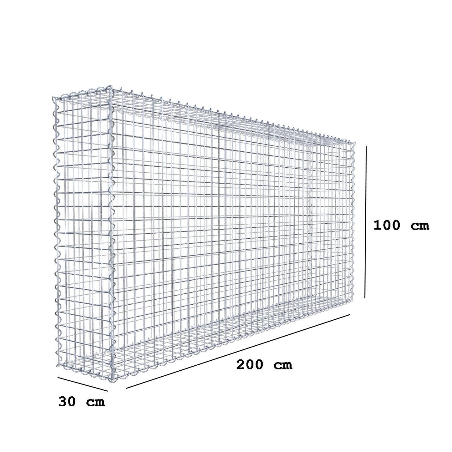 Gabion 200 cm x 100 cm x 30 cm (L x H x P), mailles 5 cm x 5 cm, spirale