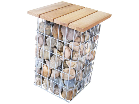 Tabouret galvanisé à chaud MW 5 x 10 cm, TEAK