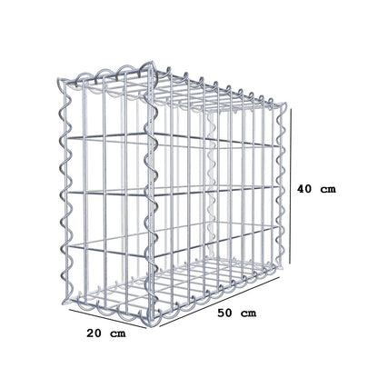 Gabião 50 cm x 40 cm x 20 cm (C x A x P), malhagem 5 cm x 10 cm, espiral