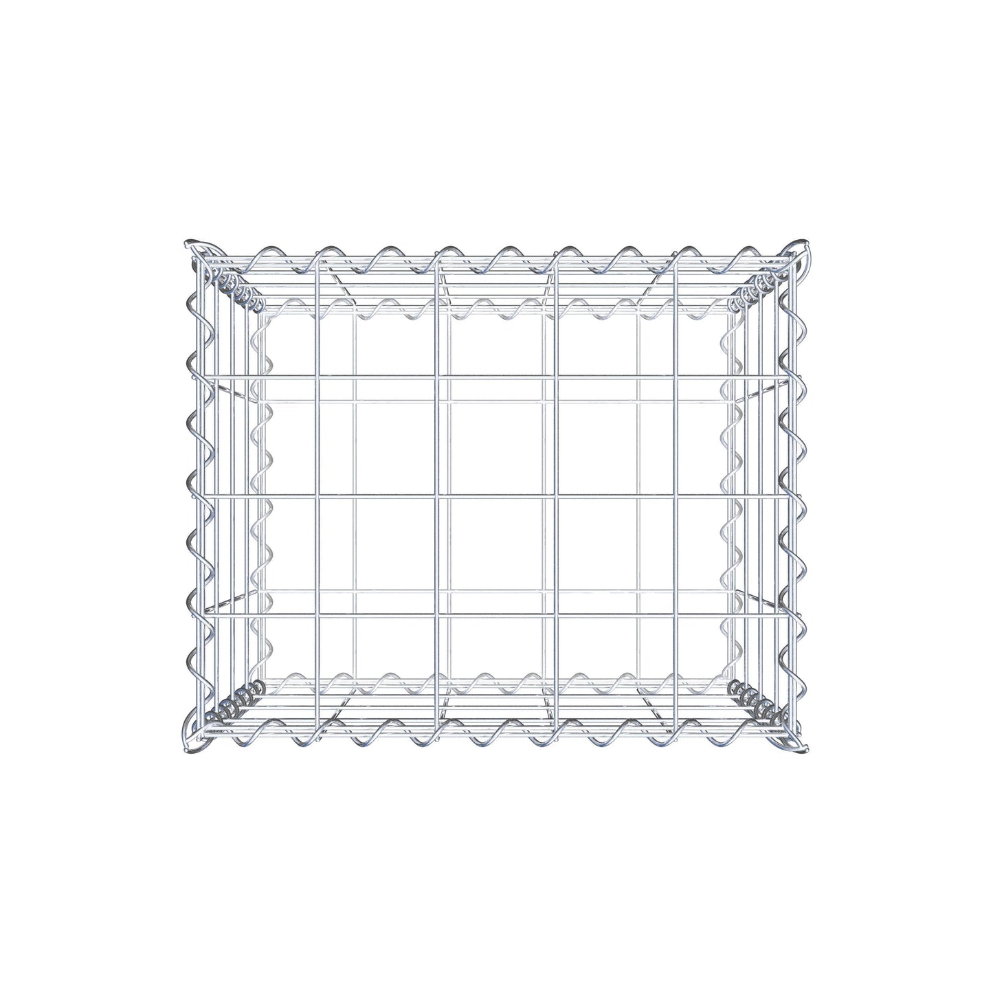 Schanskorf 50 cm x 40 cm x 40 cm (L x H x D), maaswijdte 10 cm x 10 cm, spiraalvormig