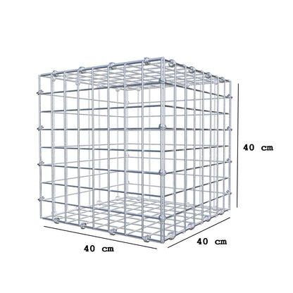 Gabion 40 cm x 40 cm x 40 cm (L x H x D), maskstorlek 5 x 5 cm, spiralring