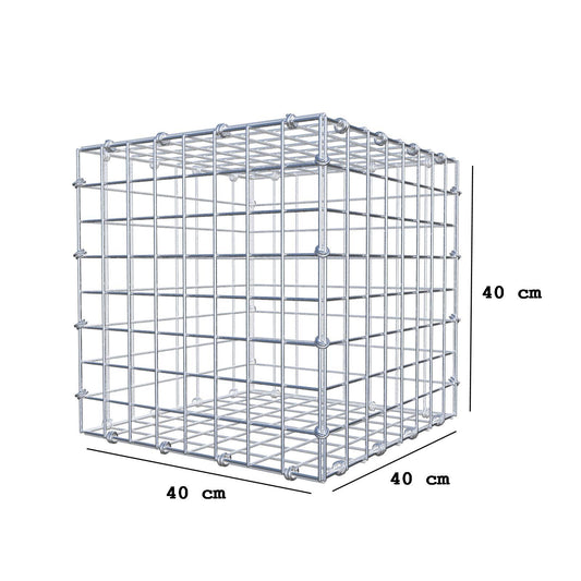 Gabion 40 cm x 40 cm x 40 cm (L x H x D), maskestørrelse 5 x 5 cm, spiralring