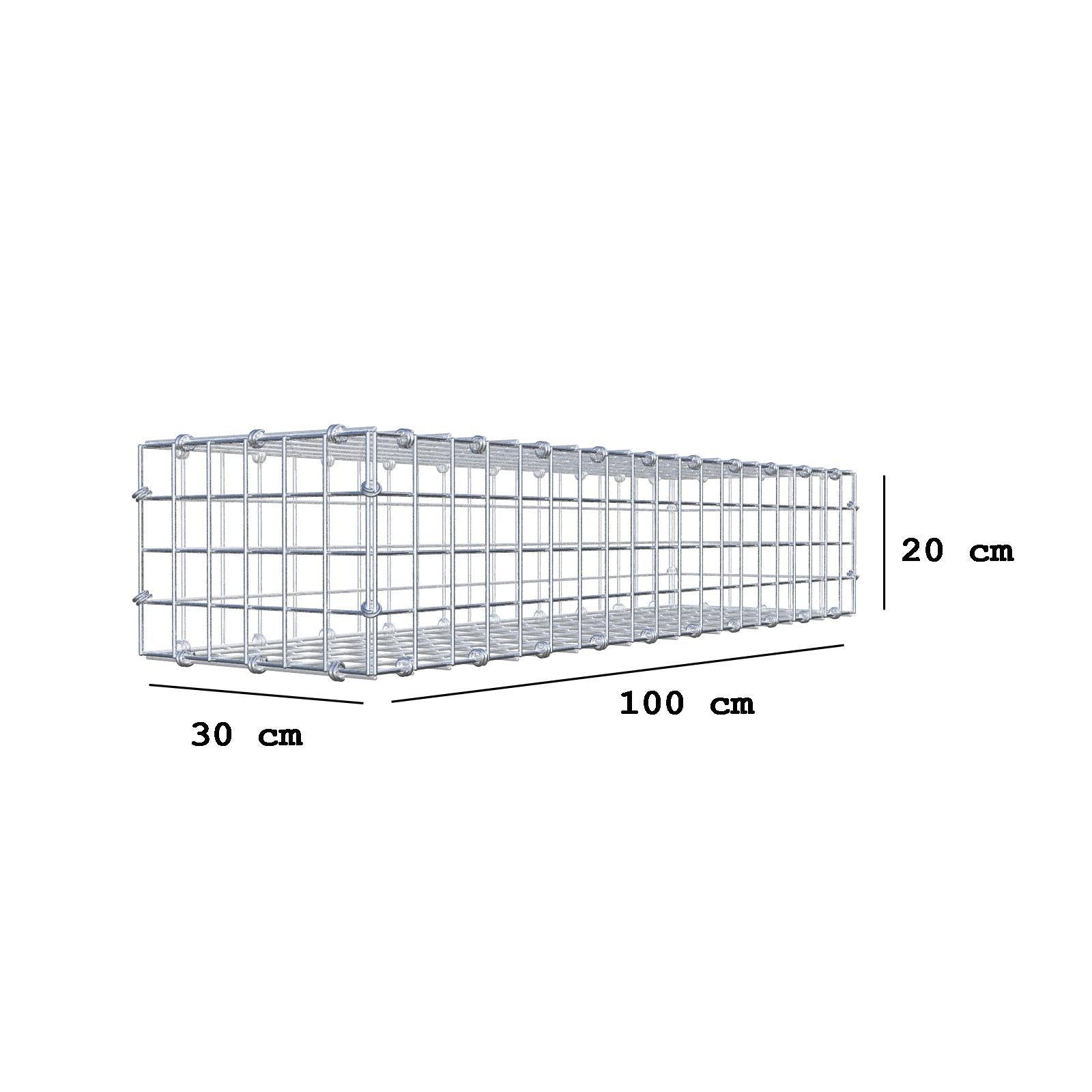 Schanskorf 100 cm x 20 cm x 30 cm (L x H x D), maaswijdte 5 x 5 cm, spiraalring
