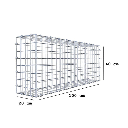 Gabion 100 cm x 40 cm x 20 cm (L x H x D), maskstorlek 5 x 5 cm, spiralring