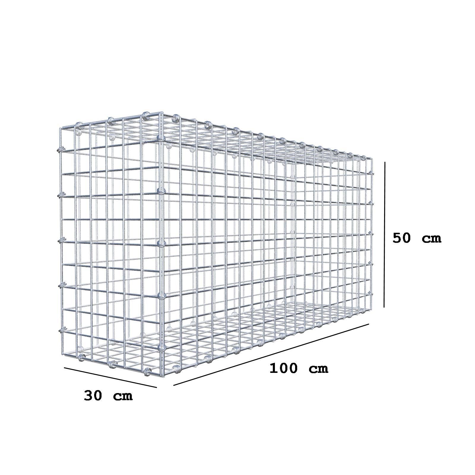 Gabião 100 cm x 50 cm x 30 cm (C x A x P), malhagem 5 x 5 cm, anel espiral
