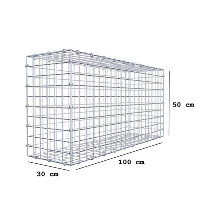 Gabion 100 cm x 50 cm x 30 cm (L x H x D), maskstorlek 5 x 5 cm, spiralring