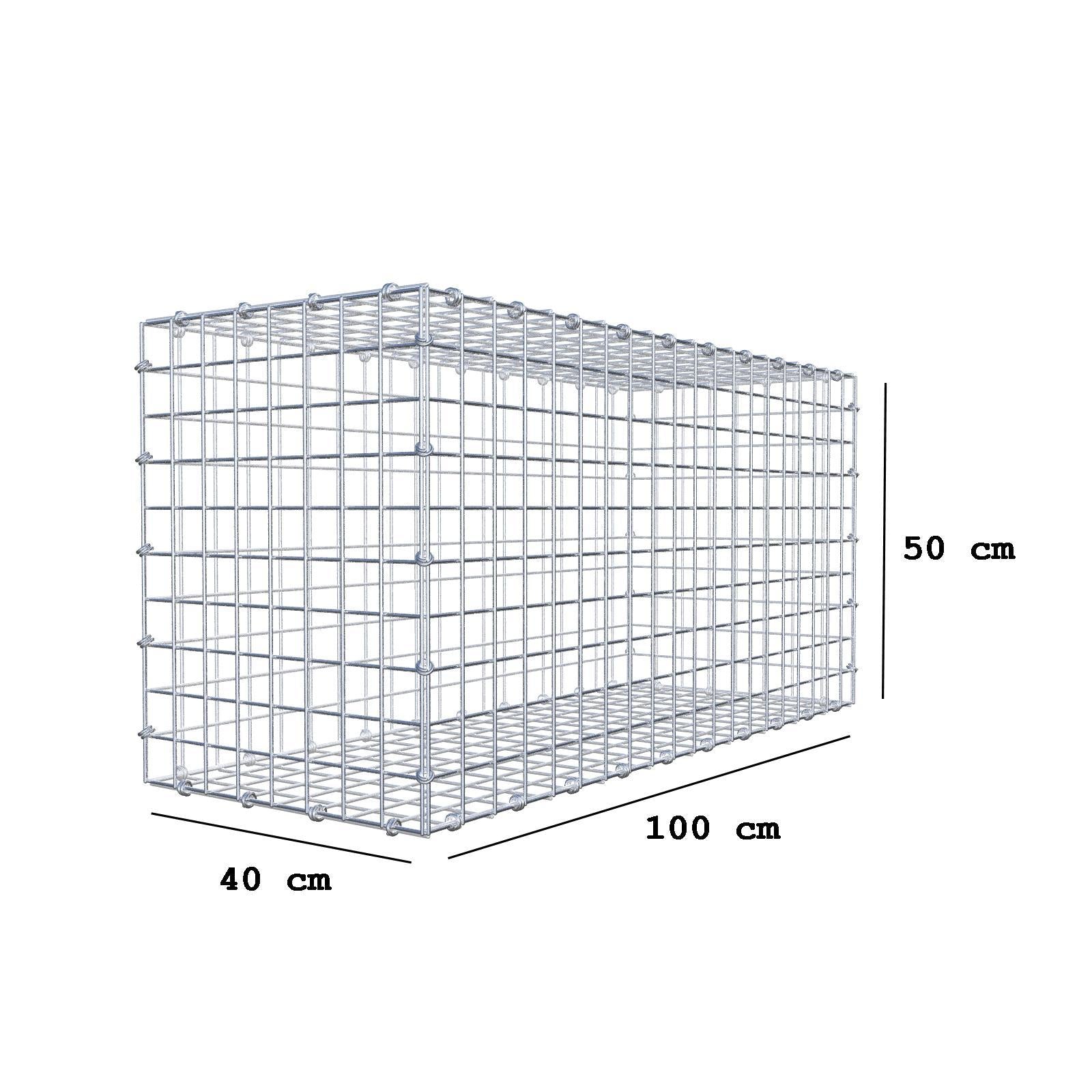Gabião 100 cm x 50 cm x 40 cm (C x A x P), malhagem 5 x 5 cm, anel espiral