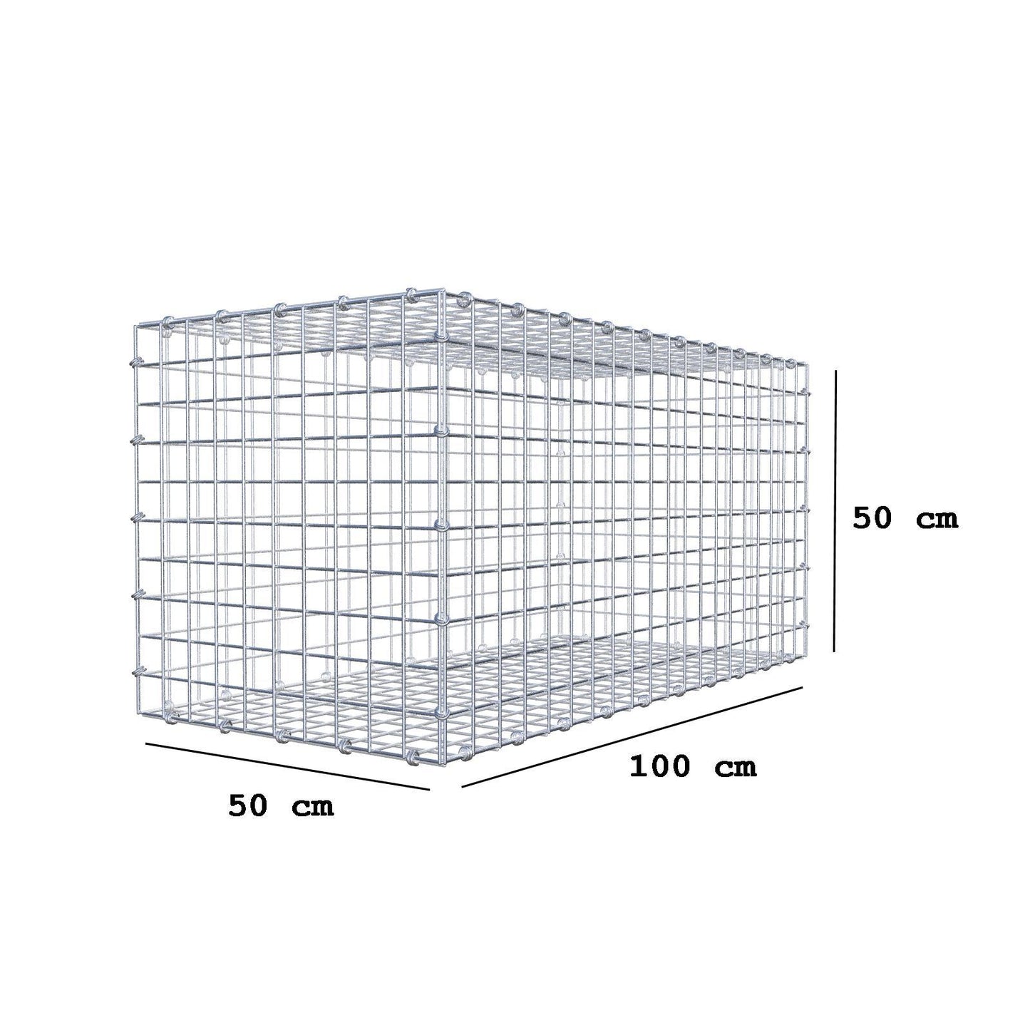 Gabion 100 cm x 50 cm x 50 cm (L x H x D), maskstorlek 5 x 5 cm, spiralring