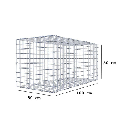 Gabion 100 cm x 50 cm x 50 cm (L x H x D), maskstorlek 5 x 5 cm, spiralring