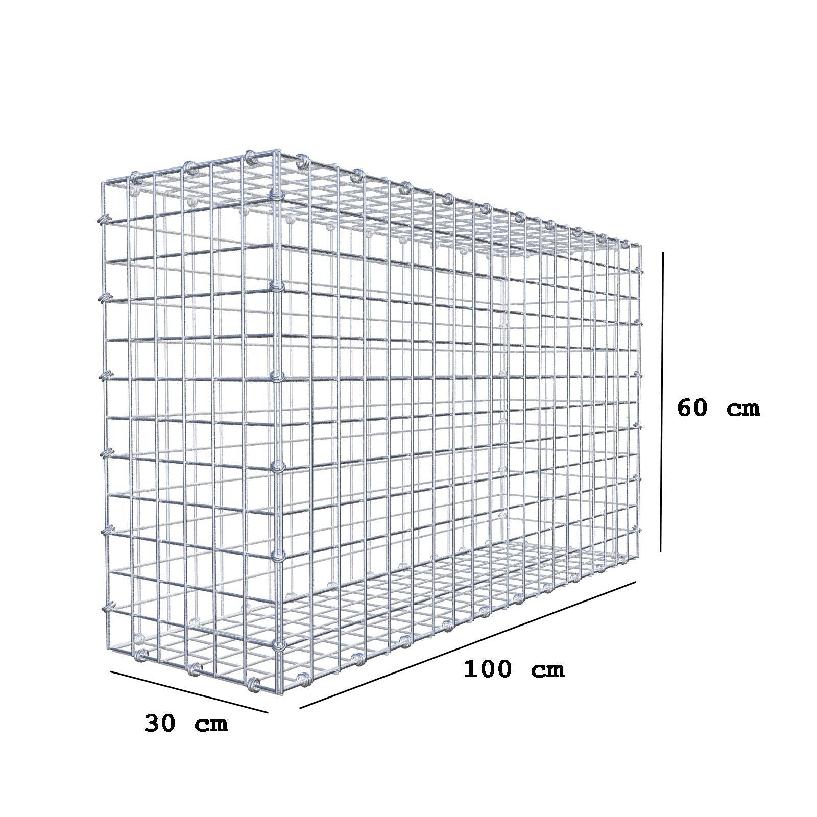 Schanskorf 100 cm x 60 cm x 30 cm (L x H x D), maaswijdte 5 x 5 cm, spiraalring