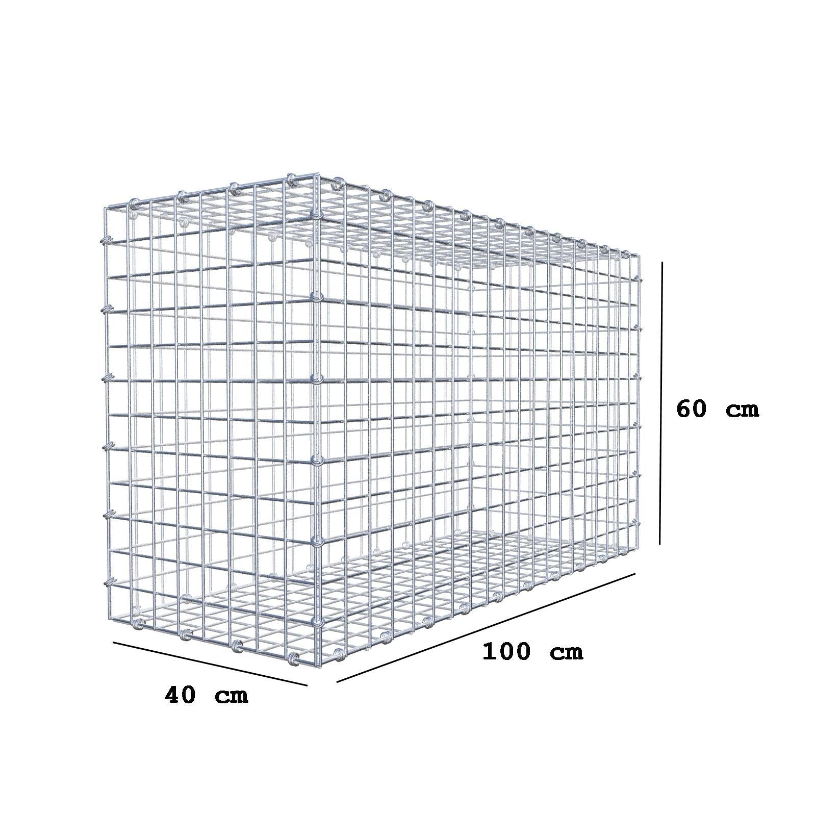 Gabion 100 cm x 60 cm x 40 cm (L x H x D), maskstorlek 5 x 5 cm, spiralring
