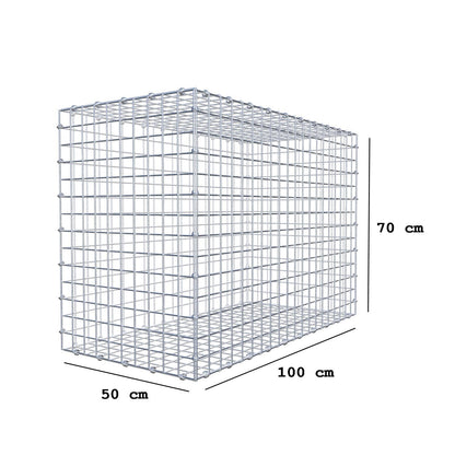 Gabion 100 cm x 70 cm x 50 cm (L x H x D), maskestørrelse 5 x 5 cm, spiralring