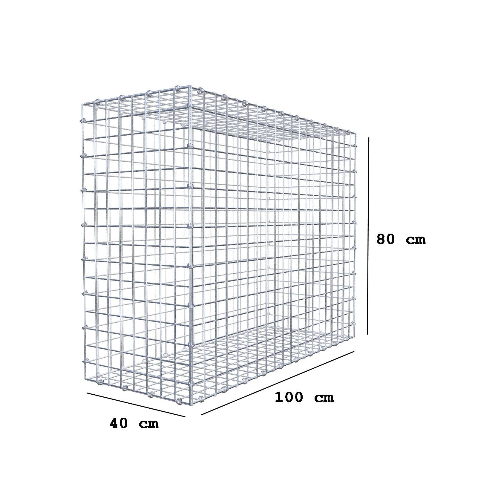 Gabione 100 cm x 80 cm x 40 cm (L x H x T), Maschenweite 5 x 5 cm, Spiralring