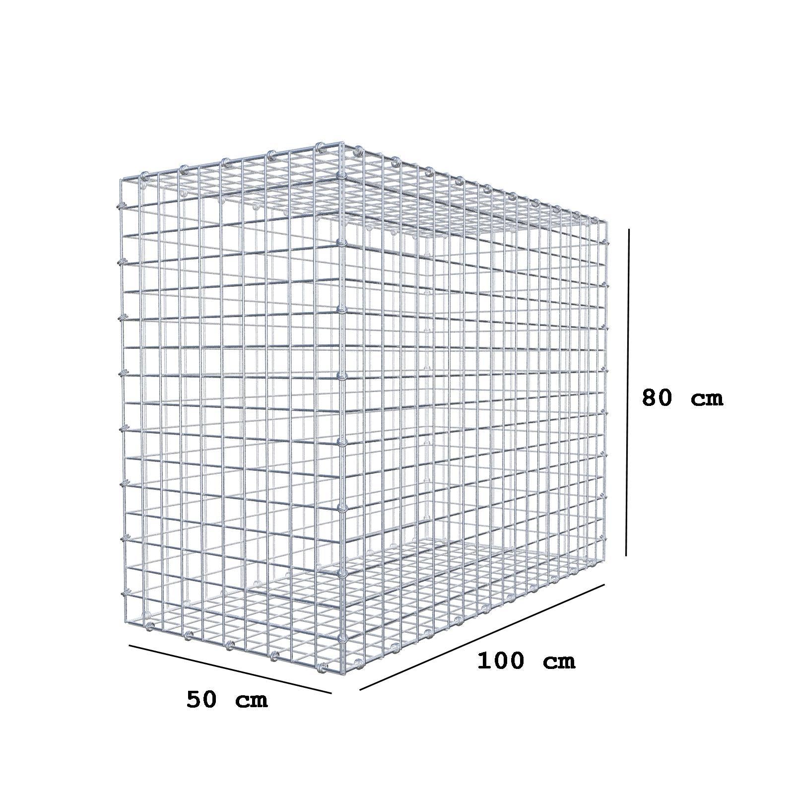 Gabione 100 cm x 80 cm x 50 cm (L x H x T), Maschenweite 5 x 5 cm, Spiralring