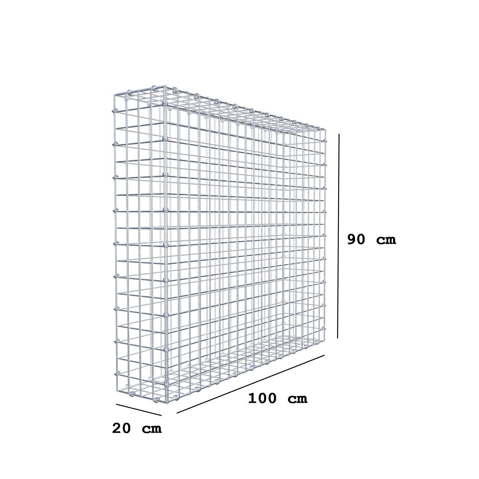 Gabione 100 cm x 90 cm x 20 cm (L x H x T), Maschenweite 5 x 5 cm, Spiralring