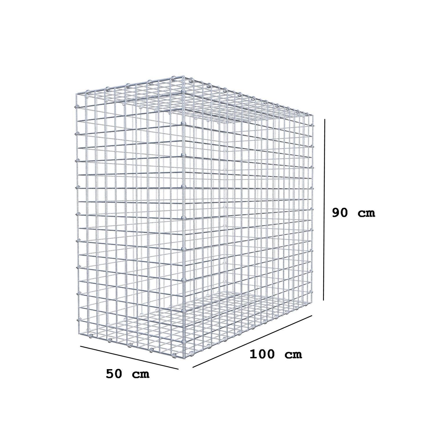 Gabion 100 cm x 90 cm x 50 cm (L x H x P), mailles 5 x 5 cm, anneau en spirale