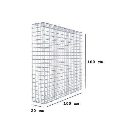 Gabion 100 cm x 100 cm x 20 cm (L x H x D), mesh size 5 x 5 cm, spiral ring