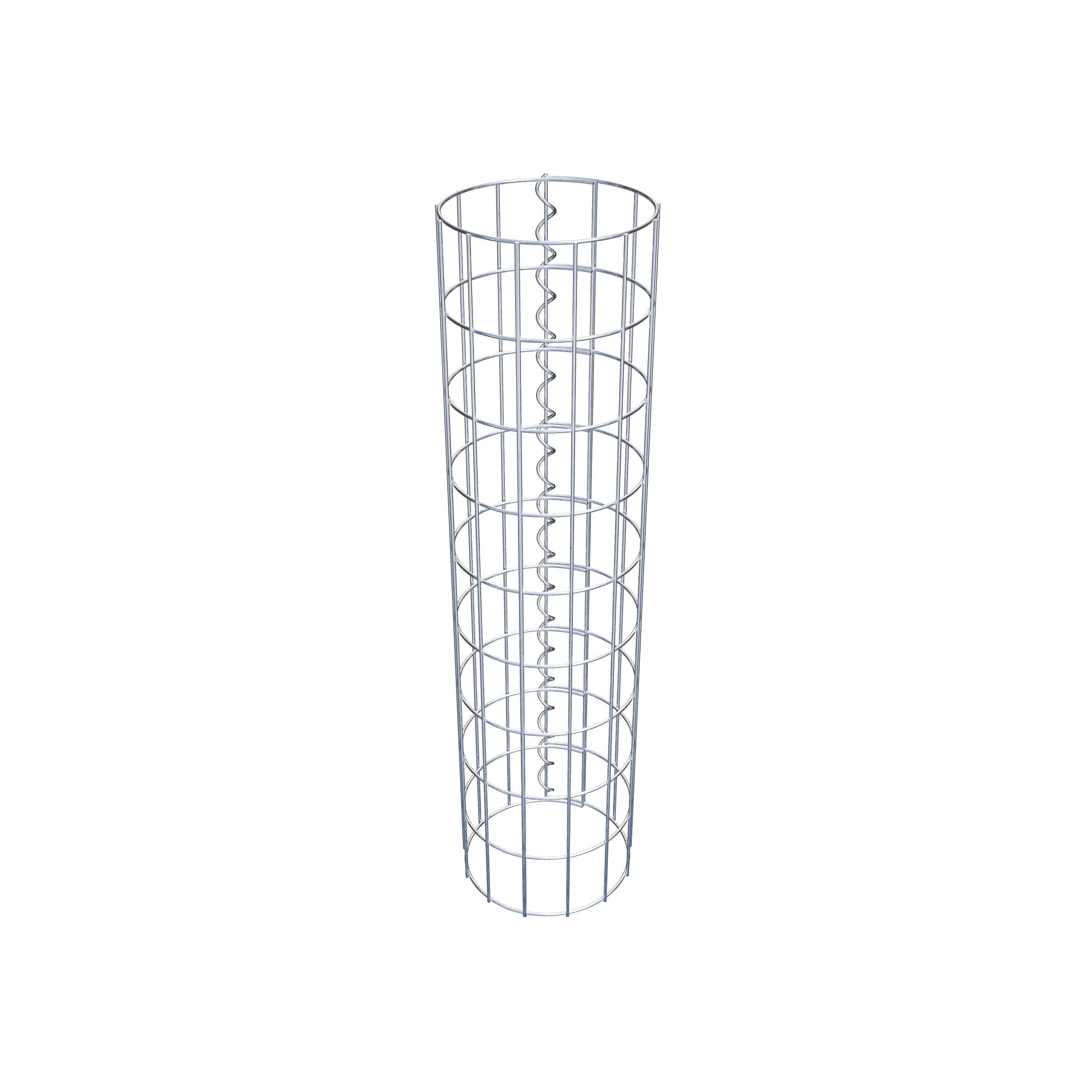 Coluna de gabião com diâmetro de 22 cm, malha redonda de 5 x 10 cm