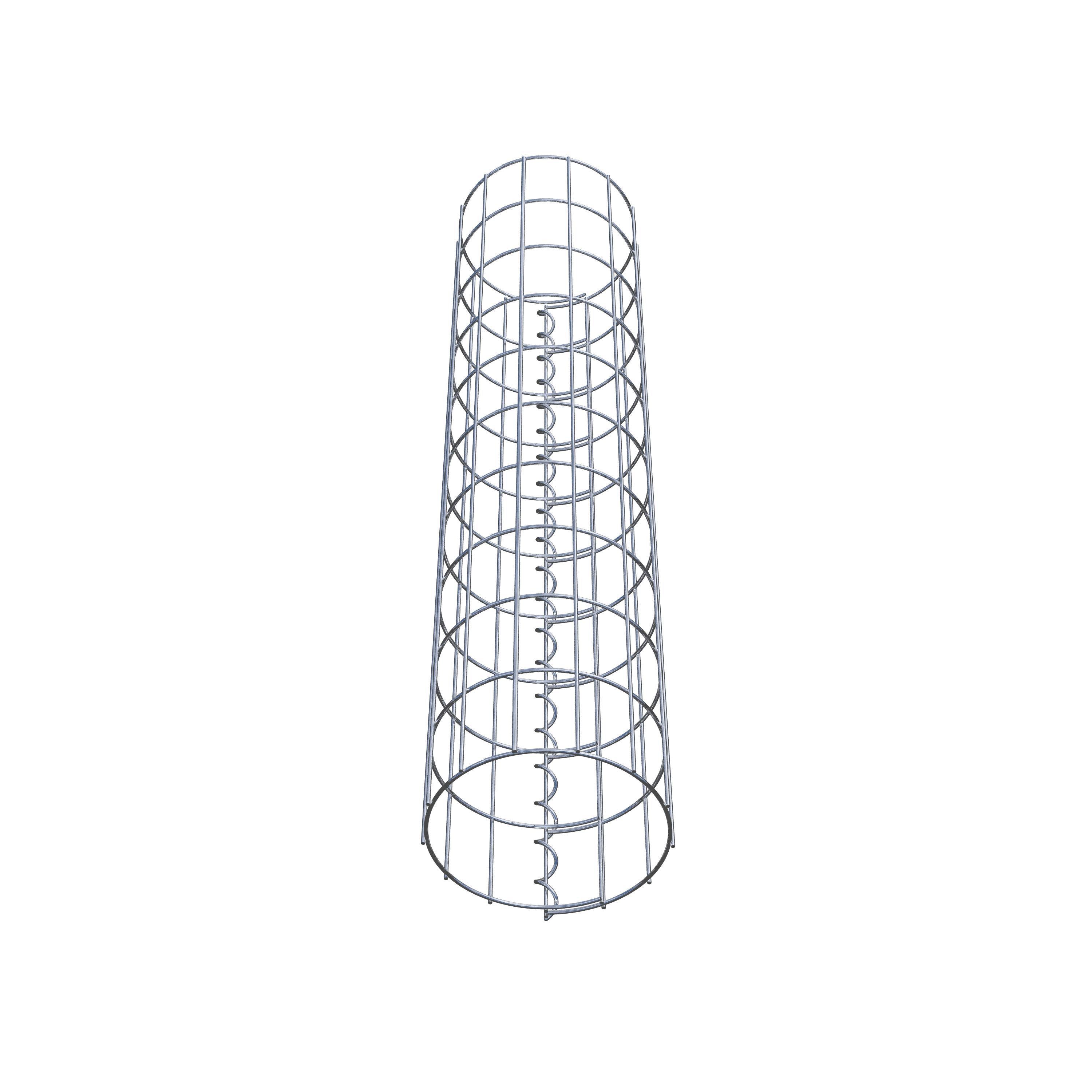 Coluna de gabião com diâmetro de 22 cm, malha redonda de 5 x 10 cm