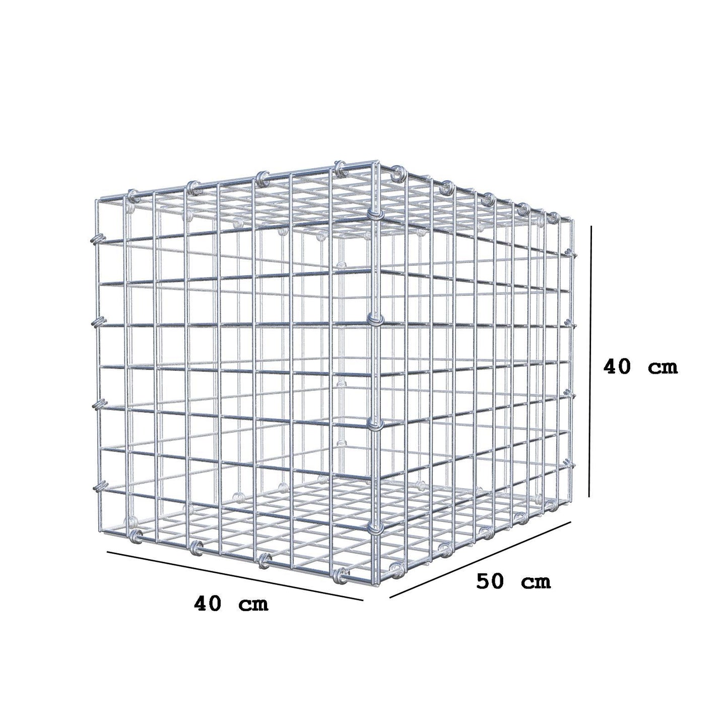 Gabion 50 cm x 40 cm x 40 cm (L x H x P), mailles 5 x 5 cm, anneau en spirale