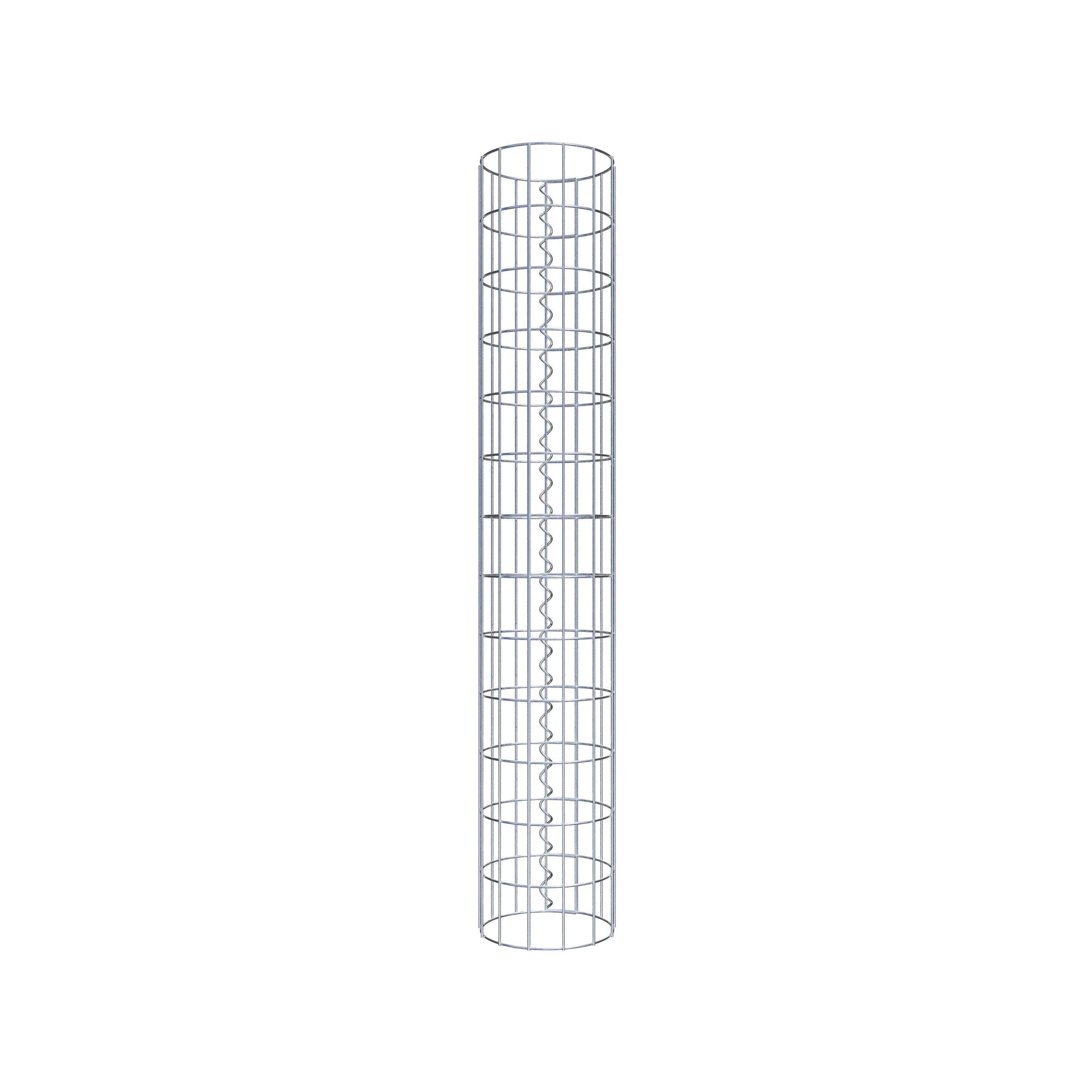 Coluna de gabião com diâmetro de 22 cm, malha redonda de 5 x 10 cm