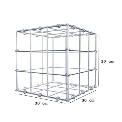 Gabion 30 cm x 30 cm x 30 cm (L x H x D), maskstorlek 10 x 10 cm, spiralring
