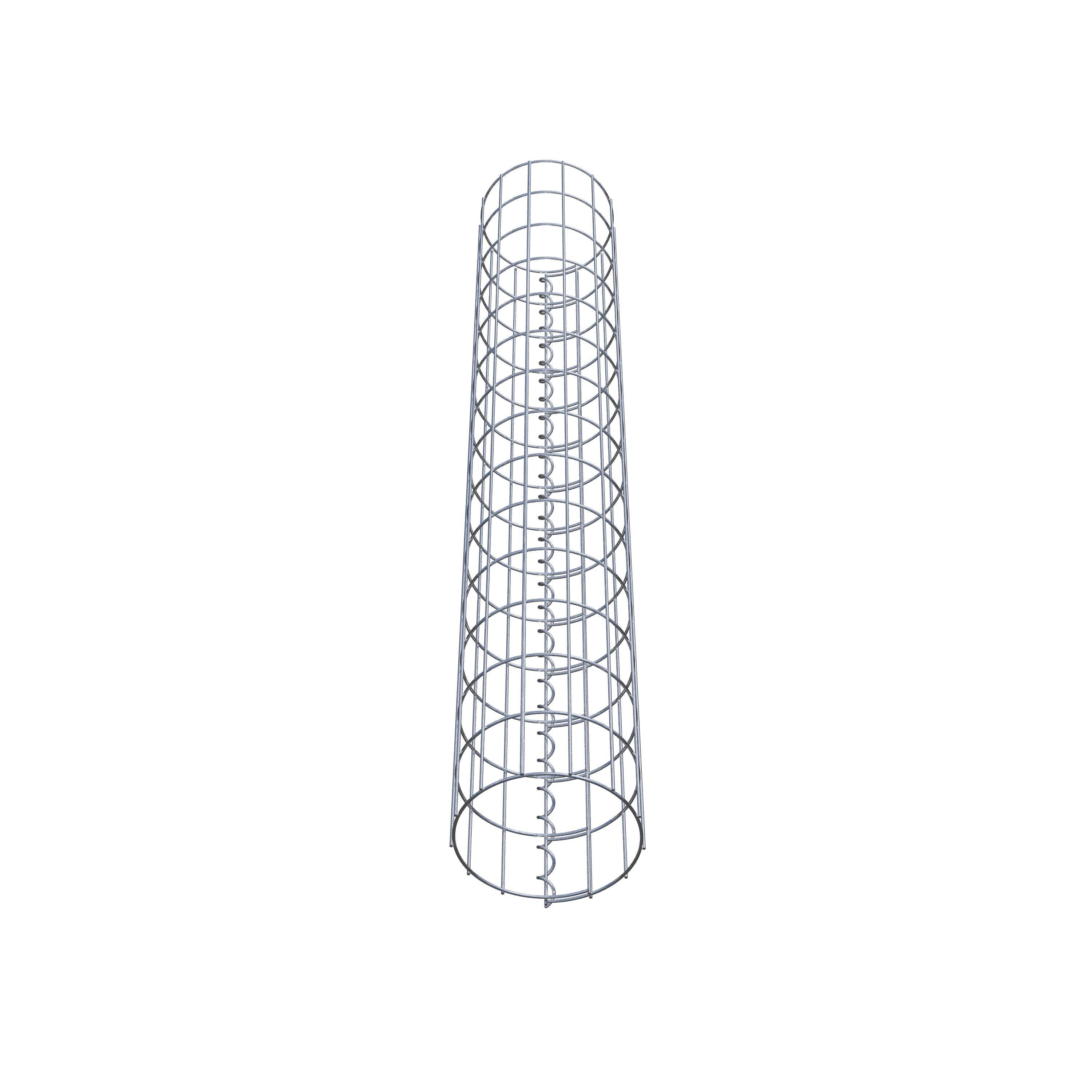 Coluna de gabião com diâmetro de 22 cm, malha redonda de 5 x 10 cm