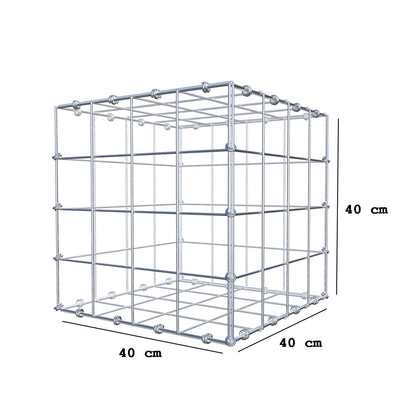 Gabion 40 cm x 40 cm x 40 cm (L x H x D), maskstorlek 10 x 10 cm, spiralring