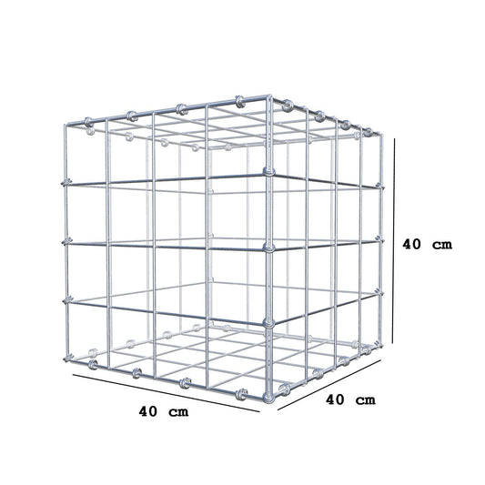 Gabion 40 cm x 40 cm x 40 cm (L x H x D), maskestørrelse 10 x 10 cm, spiralring