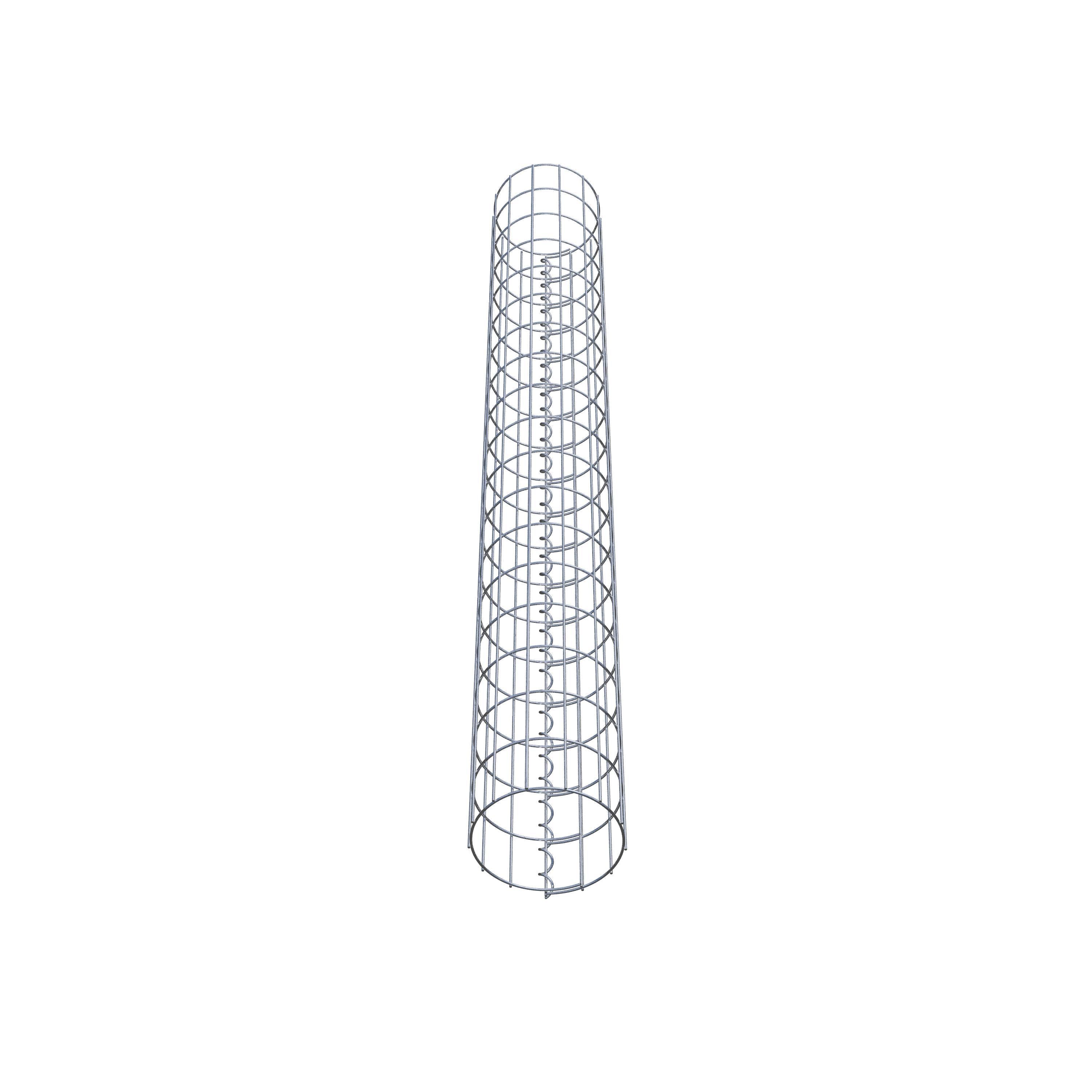 Coluna de gabião com diâmetro de 22 cm, malha redonda de 5 x 10 cm