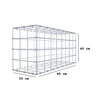 Gabion 80 cm x 40 cm x 30 cm (L x H x P), mailles 10 x 10 cm, anneau en spirale