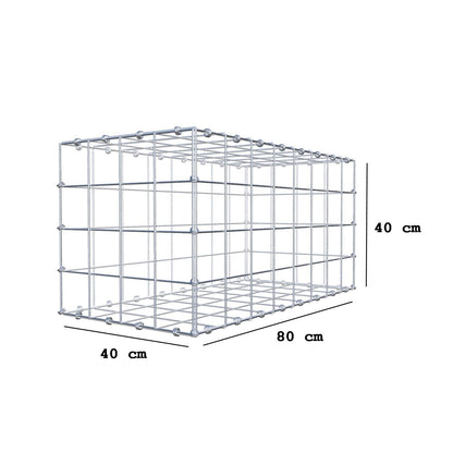 Gabion 80 cm x 40 cm x 40 cm (L x H x D), mesh size 10 x 10 cm, spiral ring