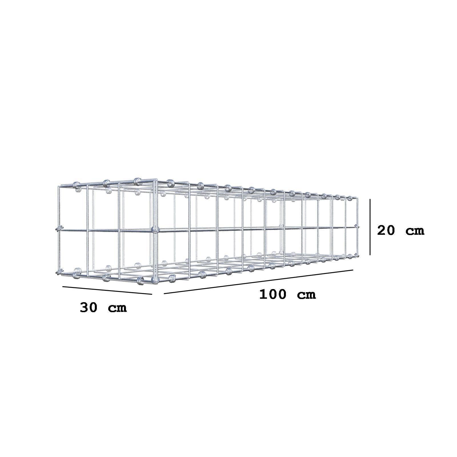 Schanskorf 100 cm x 20 cm x 30 cm (L x H x D), maaswijdte 10 x 10 cm, spiraalring