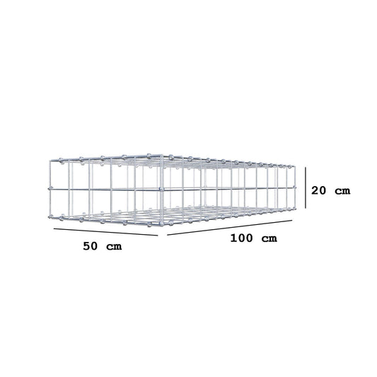Gabion 100 cm x 20 cm x 50 cm (L x H x D), maskestørrelse 10 x 10 cm, spiralring