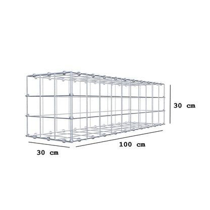 Gavión 100 cm x 30 cm x 30 cm (L x A x P), malla 10 x 10 cm, anillo en espiral