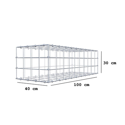 Gabion 100 cm x 30 cm x 40 cm (L x H x D), maskstorlek 10 x 10 cm, spiralring