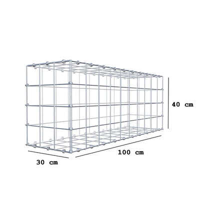 Gavión 100 cm x 40 cm x 30 cm (L x A x P), malla 10 x 10 cm, anillo en espiral