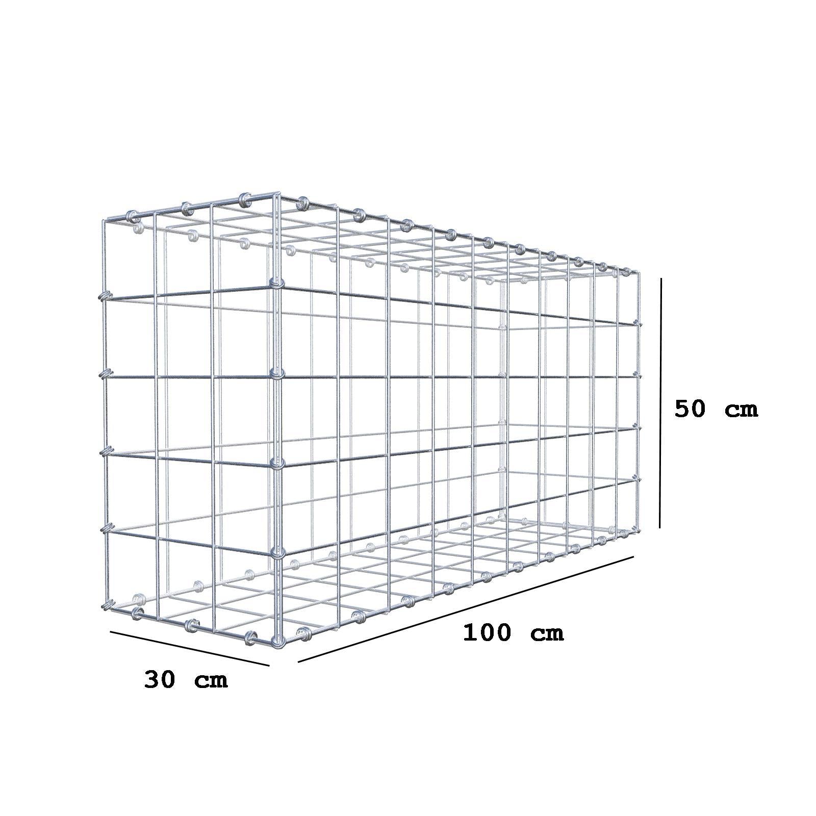 Gabião 100 cm x 50 cm x 30 cm (C x A x P), malhagem 10 x 10 cm, anel espiral