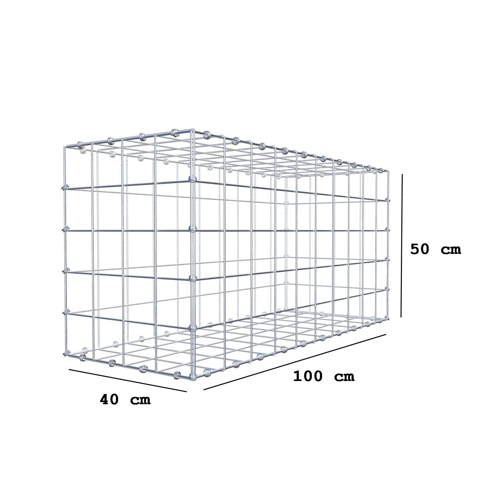 Gabião 100 cm x 50 cm x 40 cm (C x A x P), malhagem 10 x 10 cm, anel espiral