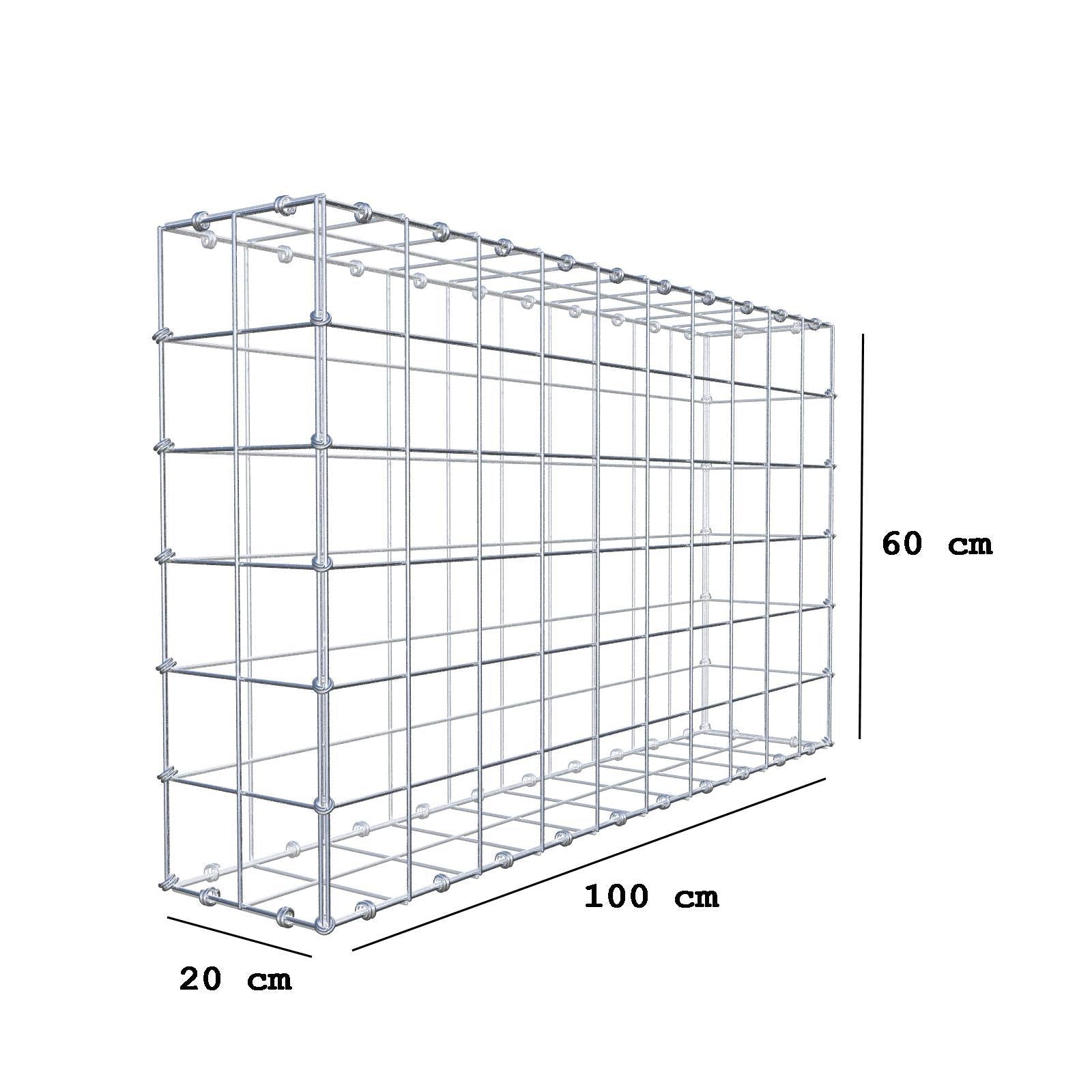 Schanskorf 100 cm x 60 cm x 20 cm (L x H x D), maaswijdte 10 x 10 cm, spiraalring