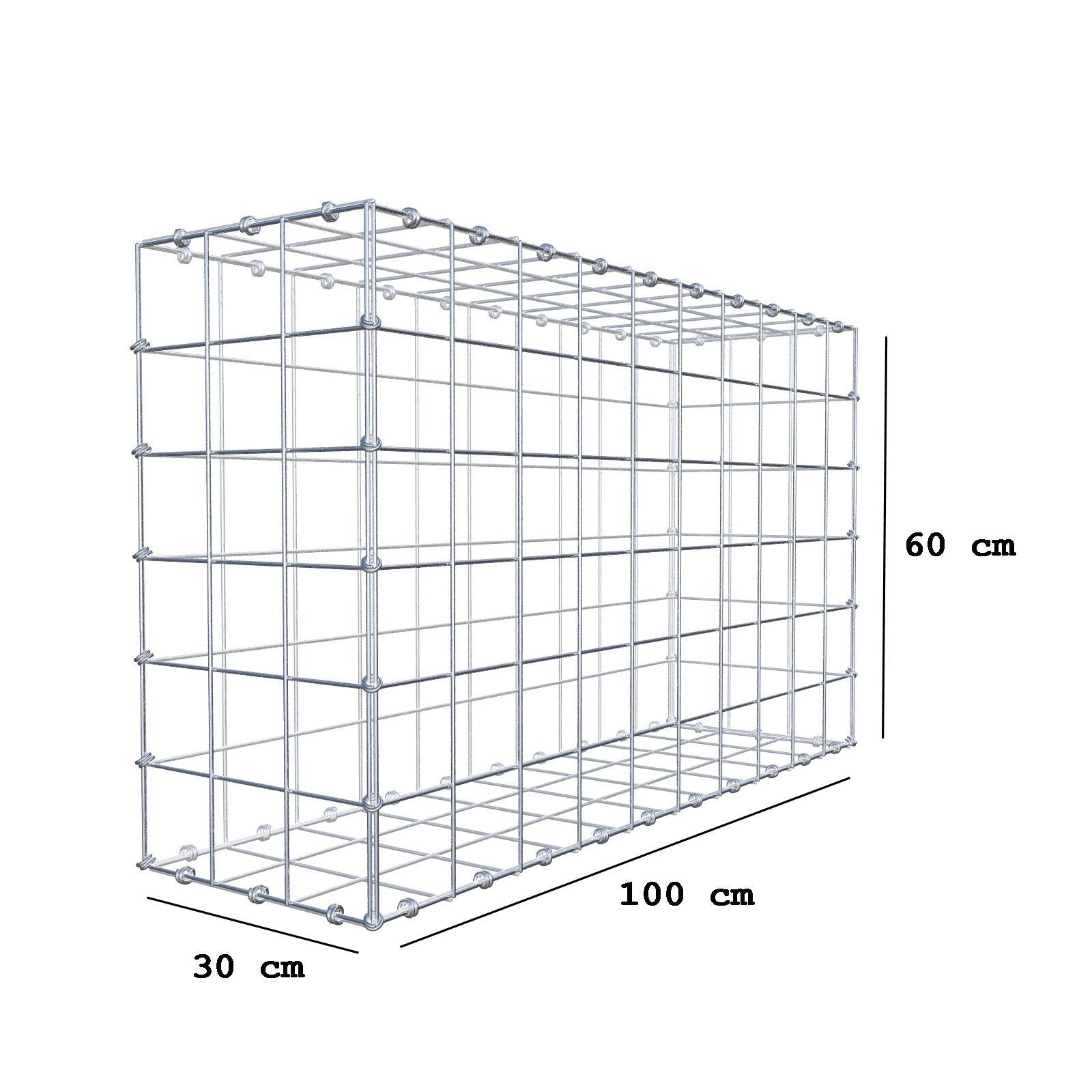 Schanskorf 100 cm x 60 cm x 30 cm (L x H x D), maaswijdte 10 x 10 cm, spiraalring