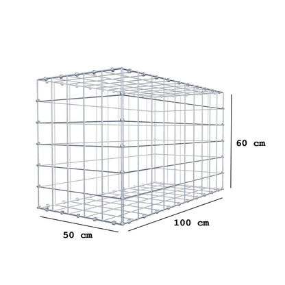 Gabion 100 cm x 60 cm x 50 cm (L x H x D), maskstorlek 10 x 10 cm, spiralring