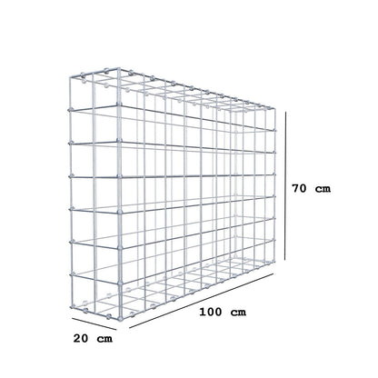 Gabion 100 cm x 70 cm x 20 cm (L x H x P), mailles 10 x 10 cm, anneau en spirale