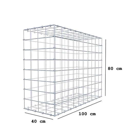 Gabion 100 cm x 80 cm x 40 cm (L x H x P), mailles 10 x 10 cm, anneau en spirale
