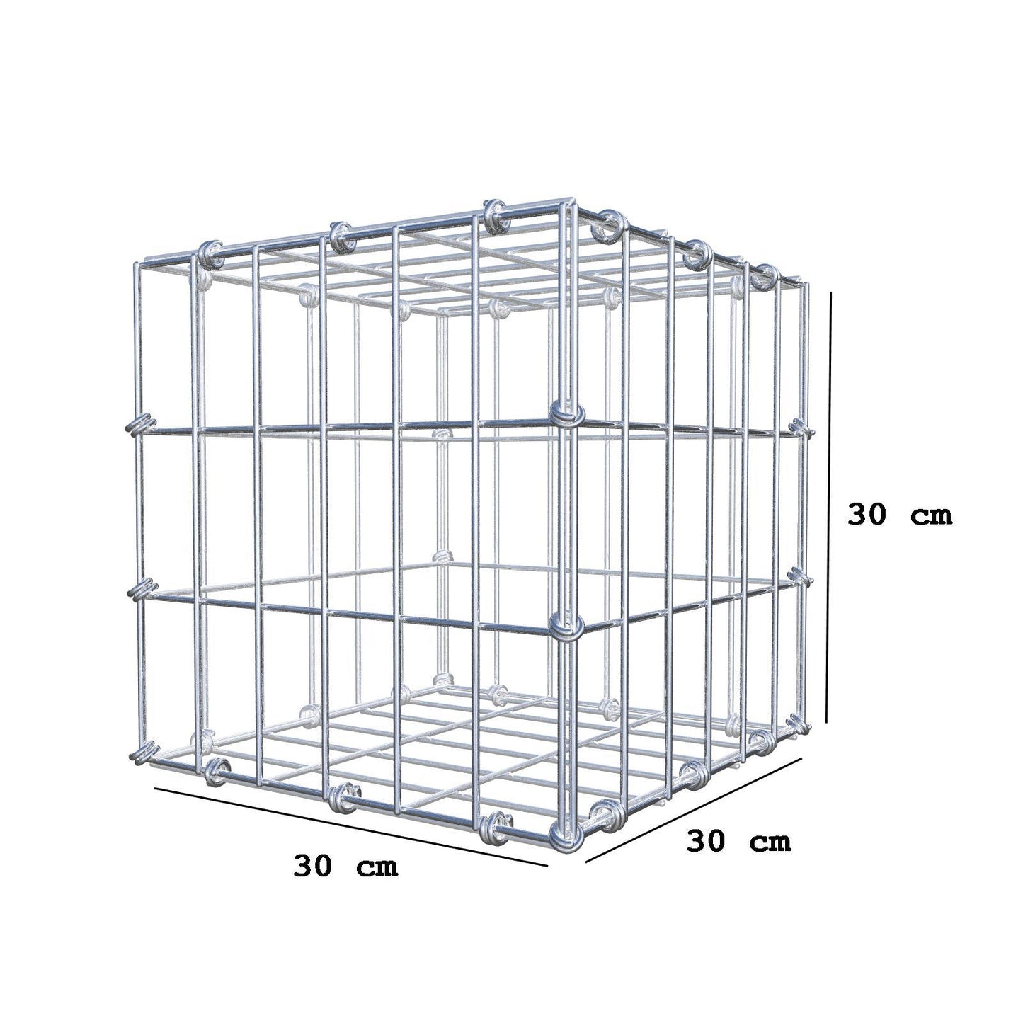 Gabion 30 cm x 30 cm x 30 cm (L x H x D), maskstorlek 5 x 10 cm, spiralring